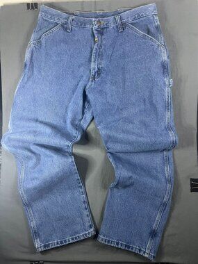 VTG Y2K Super Baggy Carpenter's Denim Jeans Pants sz 34 Light Blue